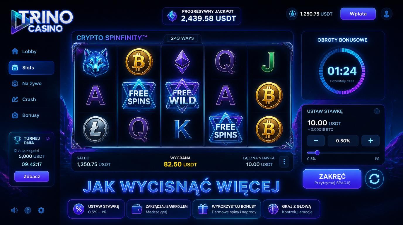 Gracz analizujący strategię bonusu z Trino Casino, niskie stawki i szybkie obroty