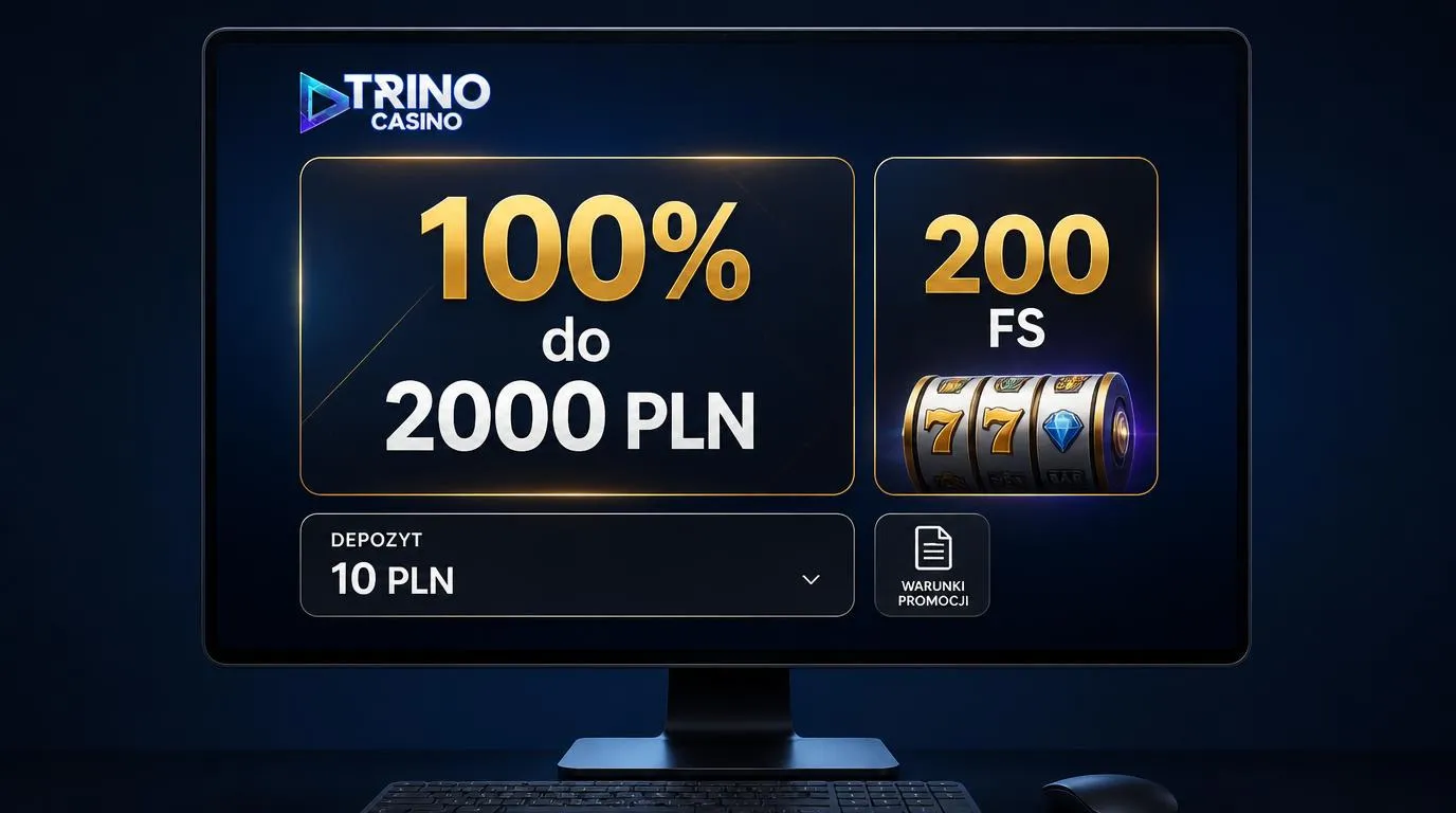 Panel bonusu powitalnego z ofertą 100% do 2000 PLN, 200 darmowymi spinami i minimalną wpłatą 10 PLN